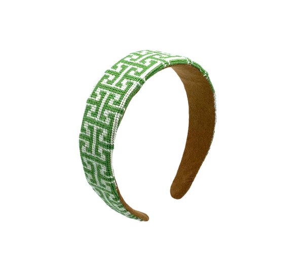 green key needlepoint headband