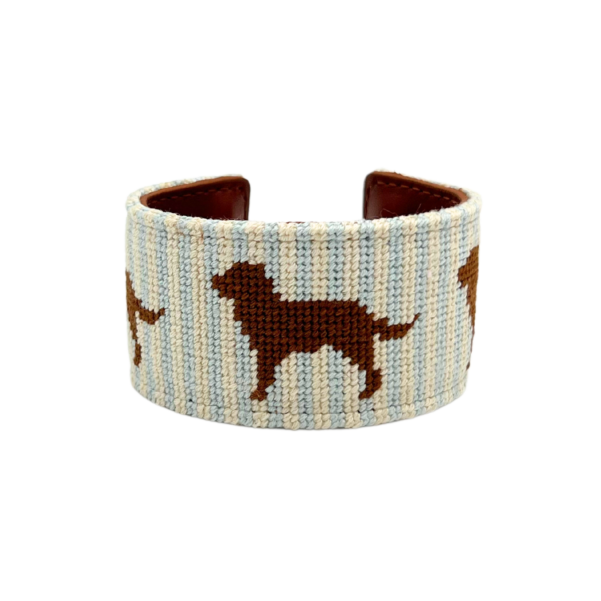 chocolate lab needlepoint cuff