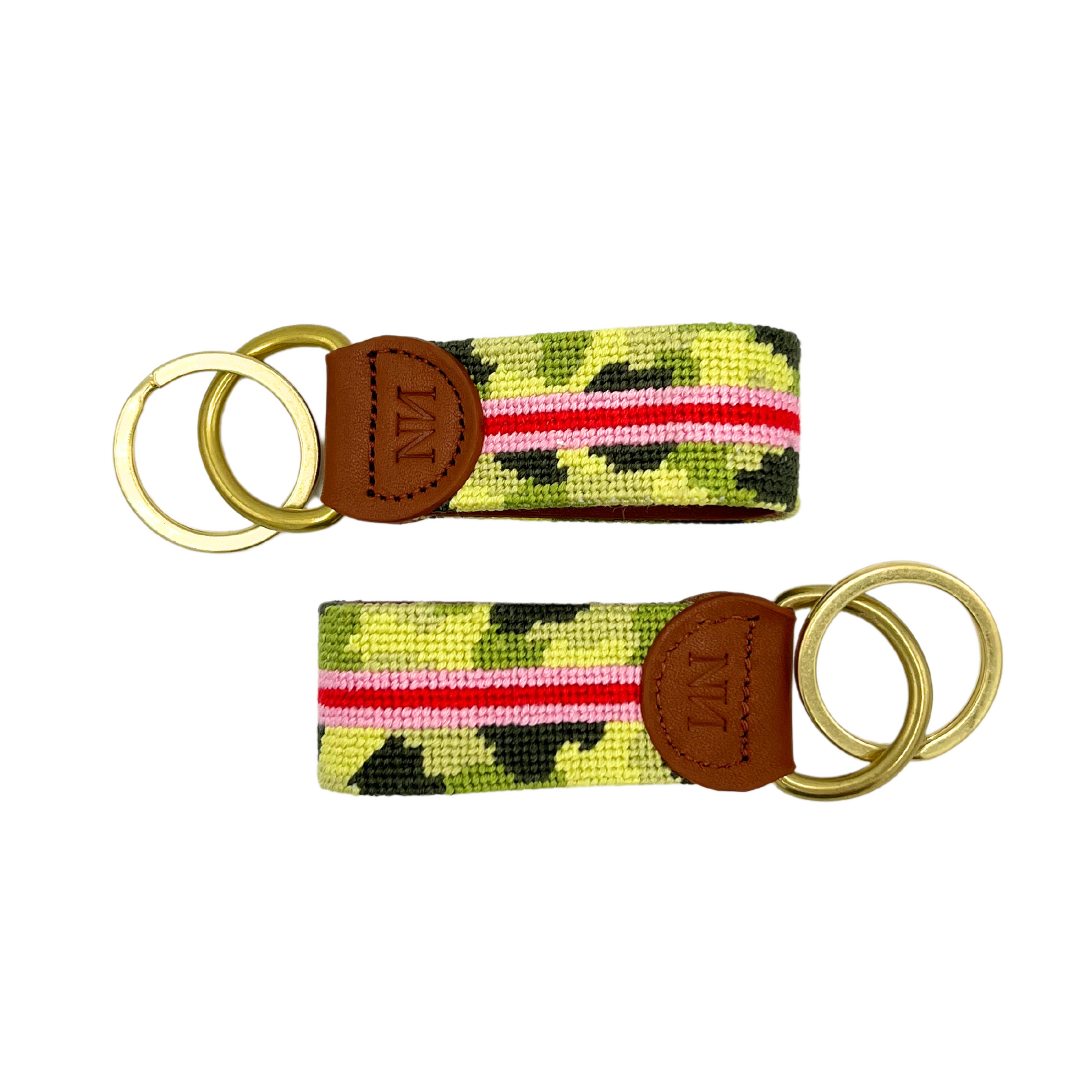 camo stripe needlepoint keychain