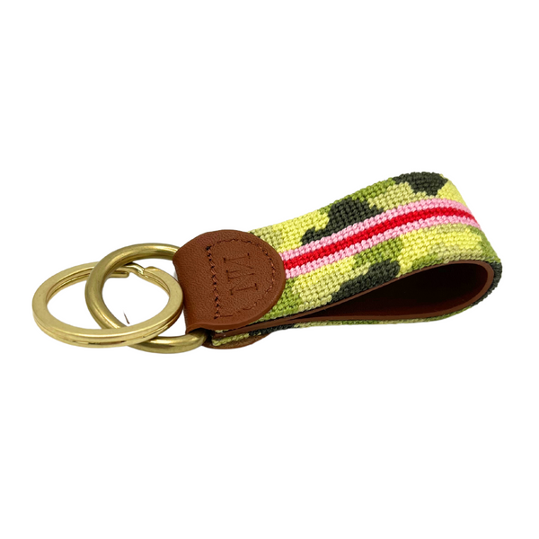 camo stripe needlepoint keychain