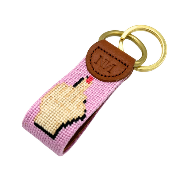 middle finger needlepoint keychain