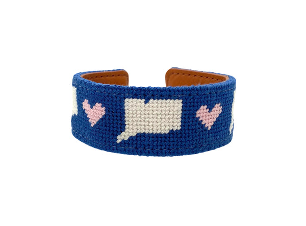 I heart CT slim needlepoint cuff