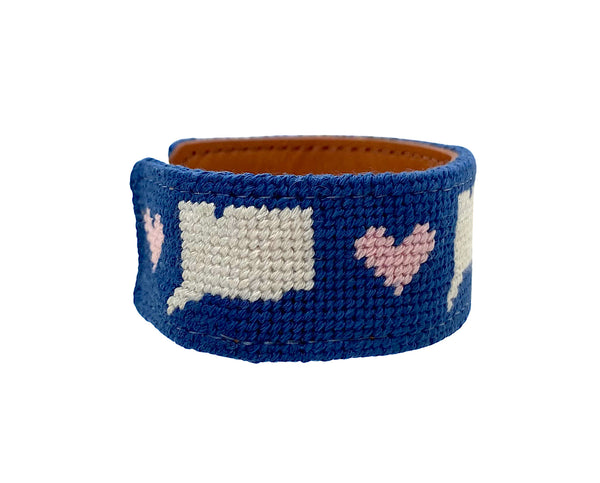 I heart CT slim needlepoint cuff