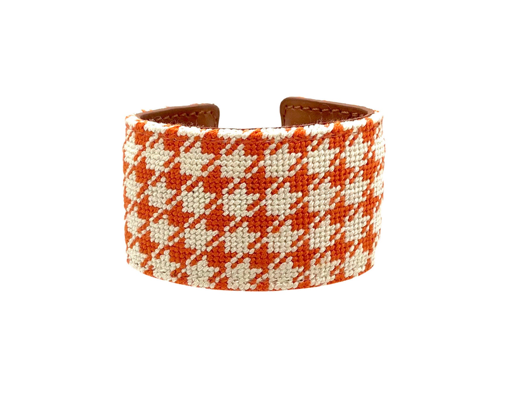 orange houndstooth needlepoint cuff (short)