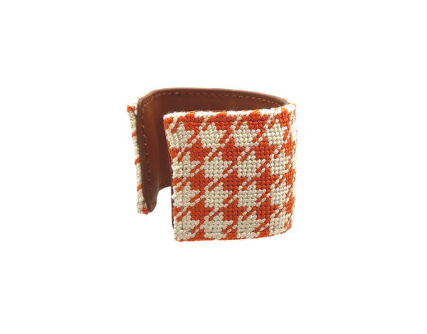 orange houndstooth needlepoint cuff (short)