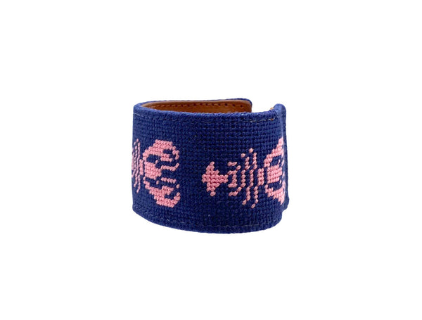 pink lobster needlepoint cuff
