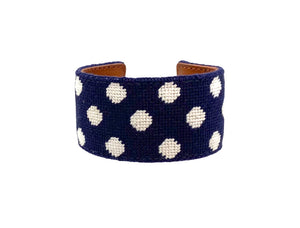 navy polka dot needlepoint cuff