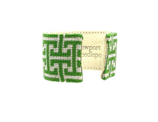 green key needlepoint cuff