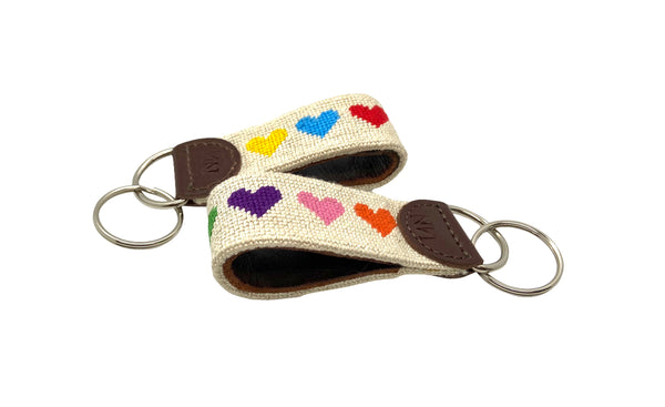 rainbow hearts keychain