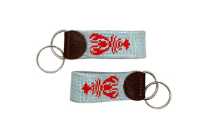 lobster needlepoint keychain