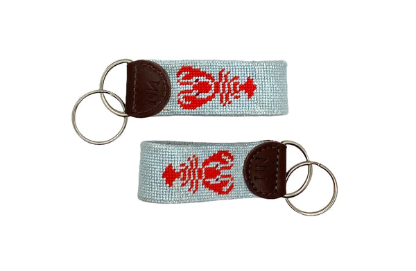 lobster needlepoint keychain