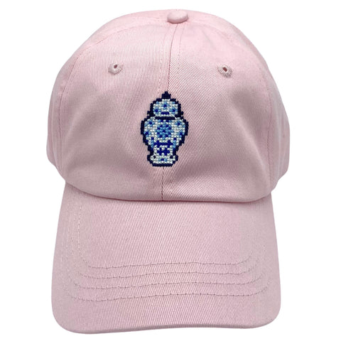 ginger jar on baby pink hat
