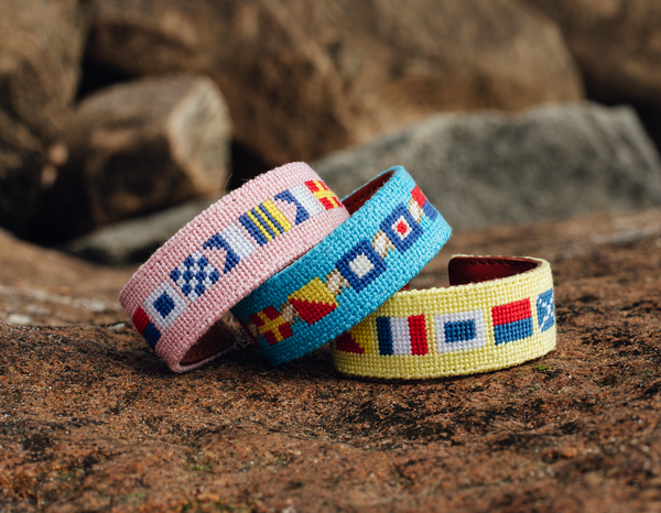 Narragansett flags slim needlepoint cuff