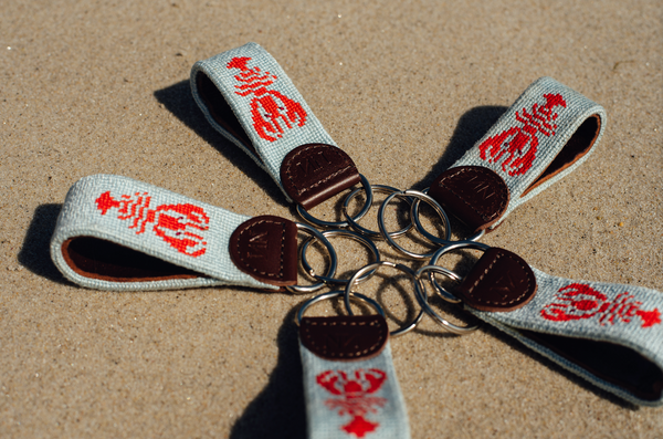 lobster needlepoint keychain