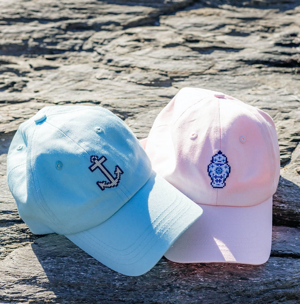 anchor on sky blue hat