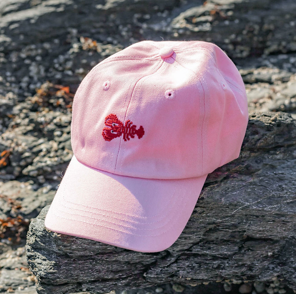 lobster on bubblegum pink hat