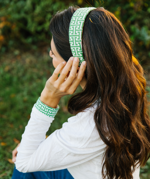 green key needlepoint headband