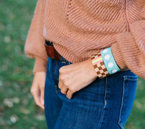 faux pearls slim needlepoint cuff