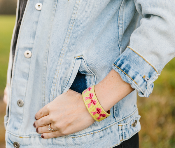 bow-tiful slim needlepoint cuff